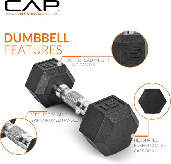 CAP Barbell 150 LB Coated Hex Dumbbell Weight Set with Vertical Rack | Multiple Colors - Image 3