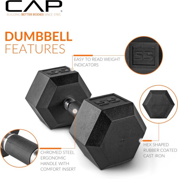 CAP Barbell Coated Dumbbell Weights with Padded Grip, Single, 110 Pounds - Image 3