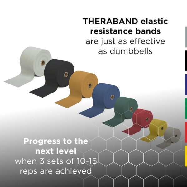 THERABAND Resistance Bands, 50 Yard Roll Professional Latex Elastic Band For Upper & Lower Body & Core Exercise, Physical Therapy, Pilates, Home Workout, Rehab, Blue, Extra Heavy, Level 5 - Image 7
