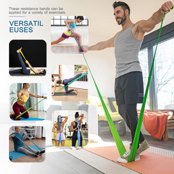 Professional 5 Pcs Long Resistance Bands and 5 Pcs Loop Bands. Latex-Free, Work Out Bands, Stretch Bands for Working Out Women or Men, Exercise Bands Set for Physical Therapy - Image 5
