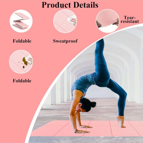 Yoga Mat for Travel, Non-Slip Yoga Mat, Exercise Mat 1/4" Thick Yoga Mat Foldable, Perfect for Pilates, Outdoor & Travel, TPE Anti-Slip Yoga Mat with Carry Bag - Image 4