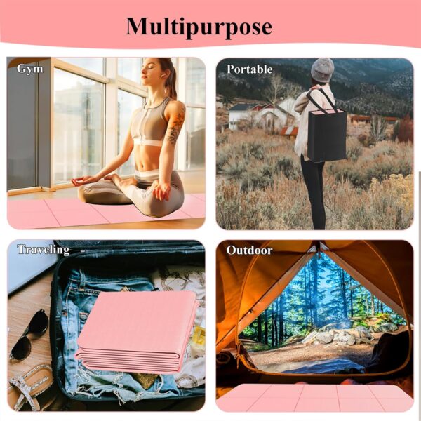 Yoga Mat for Travel, Non-Slip Yoga Mat, Exercise Mat 1/4" Thick Yoga Mat Foldable, Perfect for Pilates, Outdoor & Travel, TPE Anti-Slip Yoga Mat with Carry Bag - Image 6