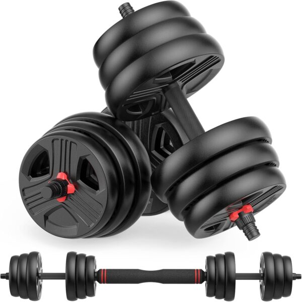 Adjustable Dumbbells Sets, 20/30/40/55/60/70/80/90lbs Free Weights Dumbbells Set of Convertible 2 or 3 in 1 Dumbbells Set Used as Barbell, Kettlebells, A Pair of Lightweight for Home Gym