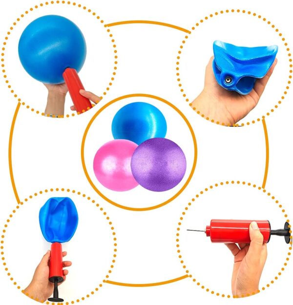 3Pcs Mini Pilates Exercise Yoga Ball, 6 Inch Small Inflatable Exercise Yoga Ball,Core Training and Physical Therapy Equipment, with Pump(Purple/Blue/Pink) - Image 2