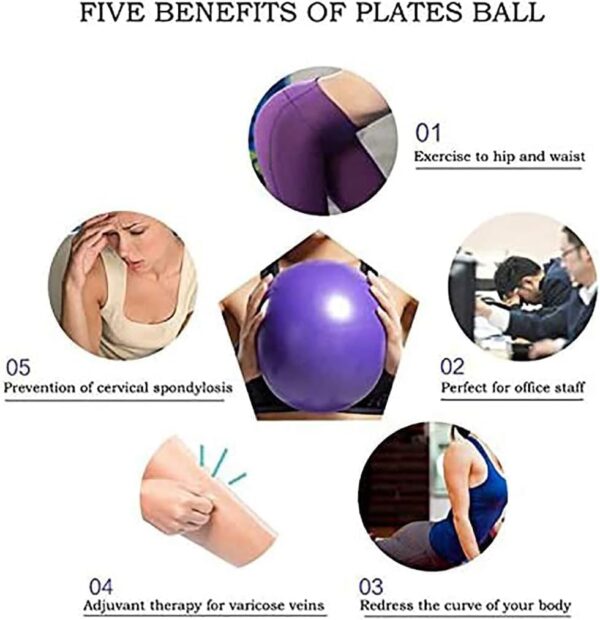 3Pcs Mini Pilates Exercise Yoga Ball, 6 Inch Small Inflatable Exercise Yoga Ball,Core Training and Physical Therapy Equipment, with Pump(Purple/Blue/Pink) - Image 5