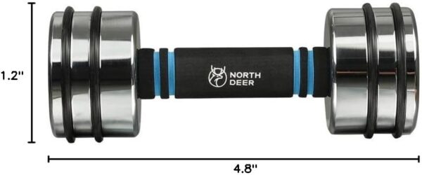 Northdeer Steel Dumbbells Ultracompact & Adjustable Chrome Dumbbell with Foam Handles 5lb 10lb 15lb 20lb 30lb 50lb Home Gym Workout (Choice of Size) - Image 7