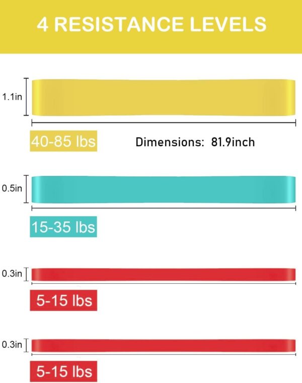 Resistance Bands Set, Pull Up Bands - Workout Bands, Eexercise Bands, Long Resistance Bands Set for Working Out, Fitness, Training, Physical Therapy for Men Women - Image 2