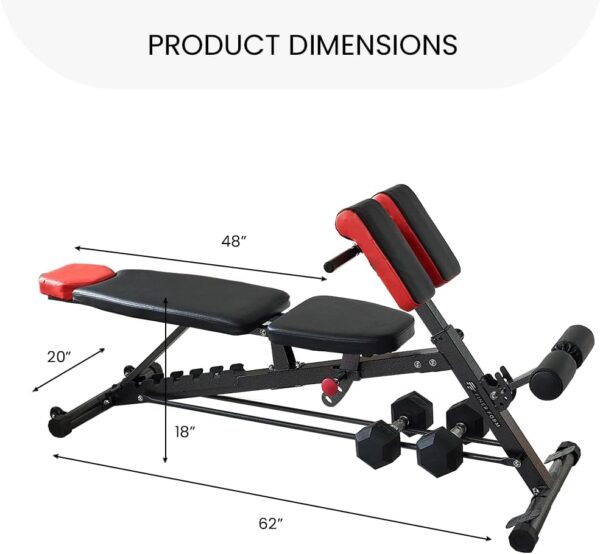 Finer Form Multi-Functional FID Weight Bench for Full All-in-One Body Workout – Hyper Back Extension, Roman Chair, Adjustable Ab Sit up Bench, Incline Decline Bench, Flat Bench - Image 6