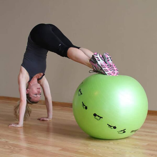 23" Smart Self-Guided Stability Exercise Ball w/13 Exercises Printed for Yoga, Pilates, Office Ball Chair and More, Green - Image 7