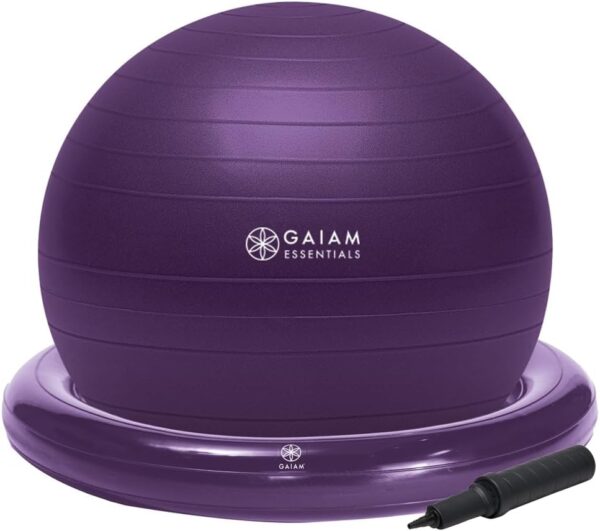 Balance Ball & Base Kit, 65cm Yoga Ball Chair, Exercise Ball with Inflatable Ring Base for Home or Office Desk, Includes Air Pump