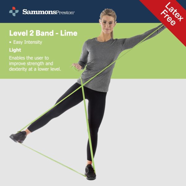 Sammons Preston Resistance Bands for Working Out, Non-Latex Exercise Bands, Resistance Bands for Physical Therapy, Improve Strength & Flexibility, Stretch & Tone Major Muscles, 5pk - Image 3