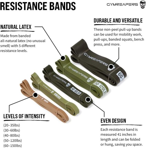 Gymreapers Pull up Resistance Bands for Weight Lifting, Pull Ups - Assistance Bands for Powerlifting, Stretching, WOD, Strength Training - for Men & Women - Image 2