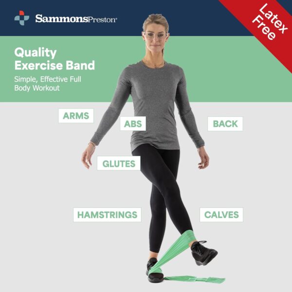 Sammons Preston Resistance Bands for Working Out, Non-Latex Exercise Bands, Resistance Bands for Physical Therapy, Improve Strength & Flexibility, Stretch & Tone Major Muscles, 5pk - Image 8