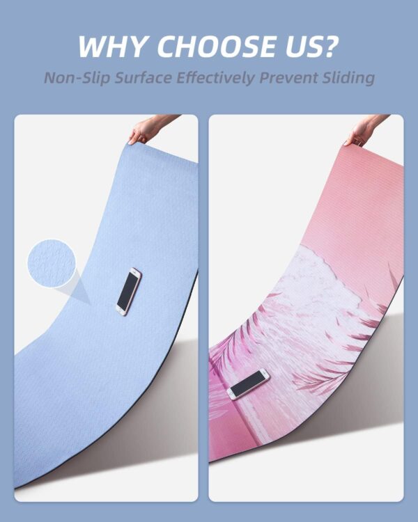COOLMOON Yoga Mat Non Slip, Anti-Tear 1/4 Thick TPE Yoga Mats for Women and Men, 72"x24" Exercise & Fitness Mat with Carrying Strap, Workout Mats for Yoga, Pilates and Floor Exercise - Image 5