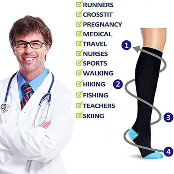 zuoge 6 Pairs Compression Socks Pack - Best Medical, Nursing, Travel & Flight Socks - Running & Fitness - 15-20mmHg - Image 3