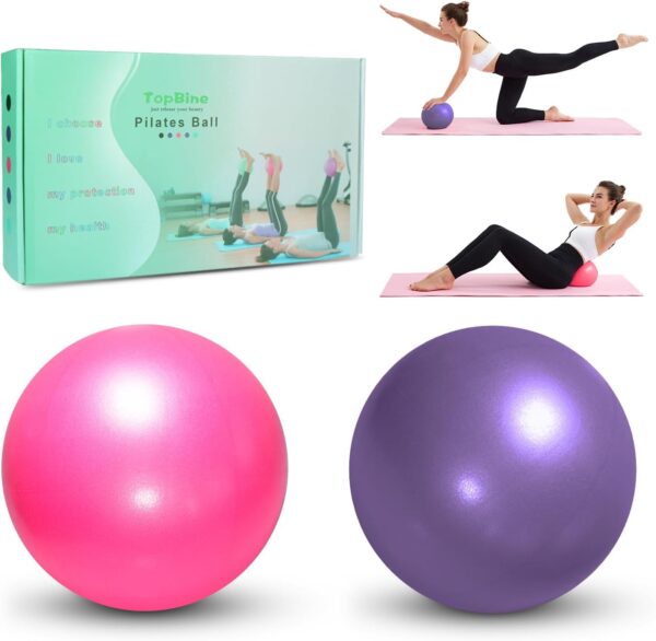 TopBine 2 Pcs Pilates Ball 23cm Small Exercise Ball Stability Ball for Yoga Barre Core Training and Physical Therapy- Comes with Inflatable Straw