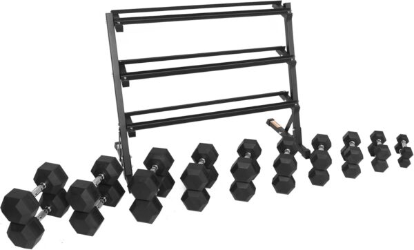 Premium Rubber Coated Hex Dumbbell Weight Set, Multiple Packages - Image 5