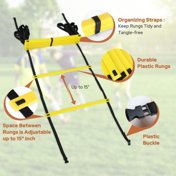 GHB Pro Agility Ladder Agility Training Ladder Speed 12 Rung 20ft with Carrying Bag - Image 3