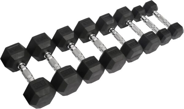 Rubber Encased Hex Dumbbell, Multiple Sizes - Image 2