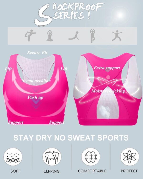 RUNNING GIRL High Impact Sports Bras for Women,Racerback Running Bra Workout Crop Tank Tops Longline Sports Bra Push up - Image 5