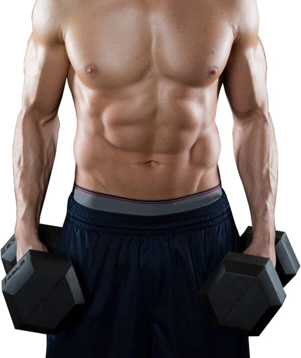 Hex Dumbbells Rubber Coated Cast Iron Hex Black Dumbbell Free Weights for Exercises - Image 6