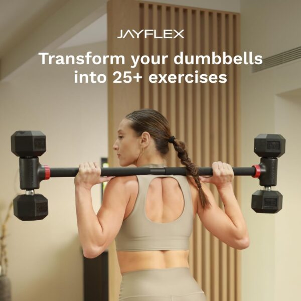 Jayflex Hyperbell Dumbbell Converter - Convert Dumbbells to Barbell Set and Kettlebell for Home Fitness - Adjustable & Up to 200 lb Capacity Weight Barbell for Weight Lifting - Image 2