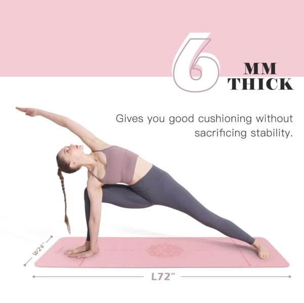 Yoga Mat Non Slip, Pilates Fitness Mats, Eco Friendly, Anti-Tear 1/4" Thick Yoga Mats for Women, Exercise Mats for Home Workout with Carrying Sling and Storage Bag - Image 5