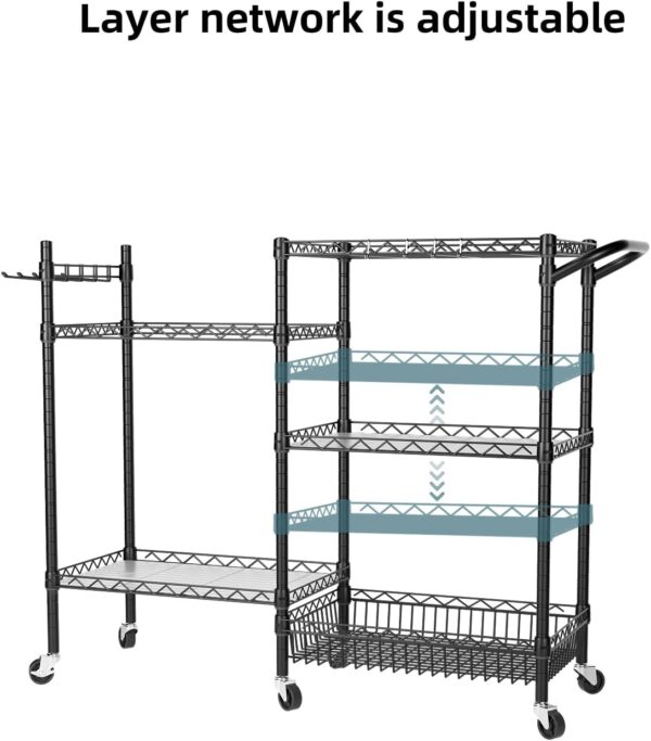 SINGAYE Dumbbell Rack Stand Only Yoga Mat Storage, Gym Equipment Storage, Cart for Organizing Workout Room, Home Gym Storage with Hooks and Wheels Black - Image 7