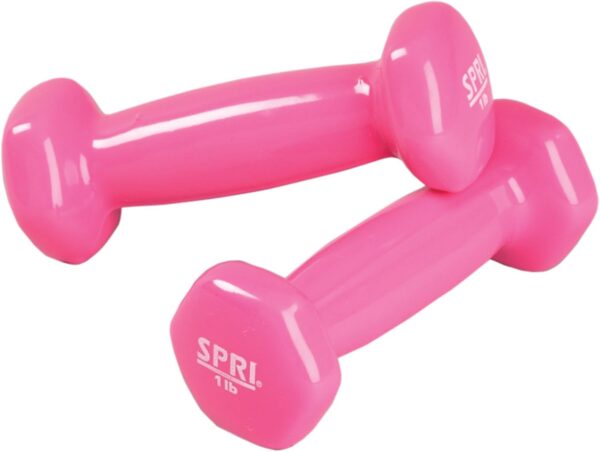 SPRI Dumbbells Hand Weights Set of 2 - Vinyl Coated Exercise & Fitness Dumbbell for Home Gym Equipment Workouts Strength Training Free Weights for Women, Men (1-10 Pound, 12, 15, 18, 20 lb)