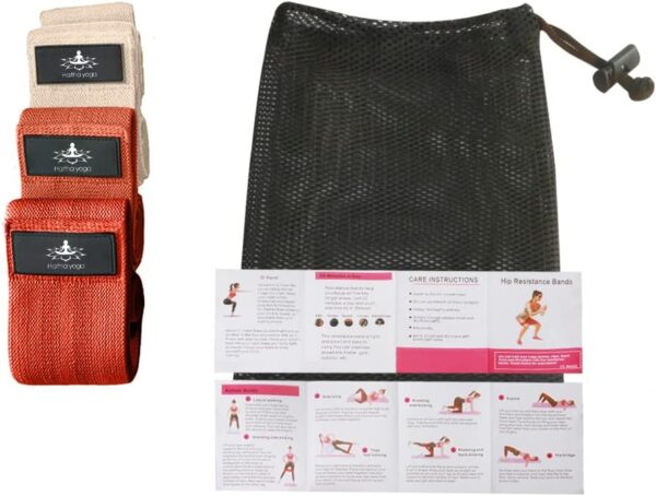 Hatha Yoga Large Resistance Band,14.5" x3.15",Fabric Exercise Loop Bands with Instruction Guide and Carry Bag, Set of 3. - Image 8