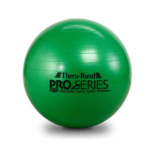 THERABAND Exercise Ball, Professional Series Stability Ball with 65 cm Diameter for Athletes 5'7" to 6'1" Tall, Slow Deflate Fitness Ball for Improved Posture, Balance, Yoga, Pilates, Core, Green