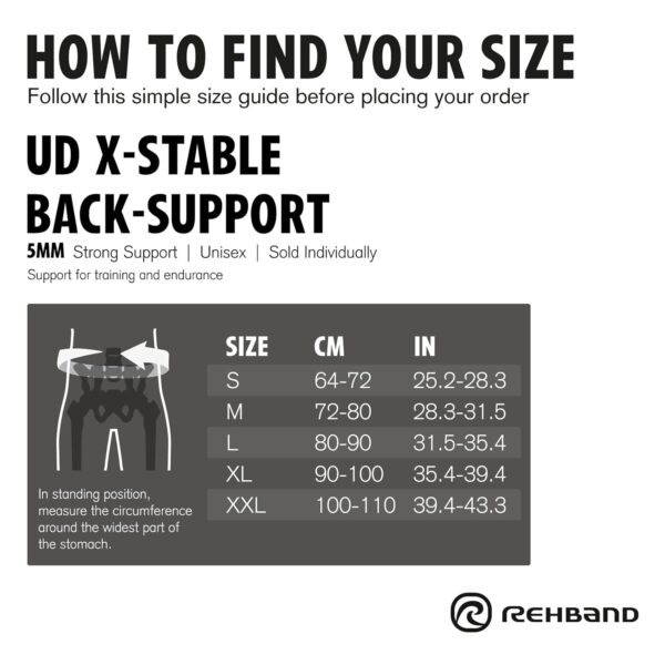 Rehband X-Stable Back Support, Neoprene back compression support 5mm, strong support for fitness and daily life, stabilizes lower back, Colour:Black, Size:Large - Image 6