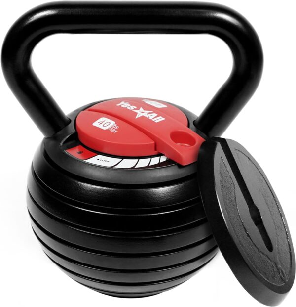 Yes4All Powder Coated Cast Iron Kettlebell Strength Training Kettlebells Weight Set for Full Body Workout, Home Gym