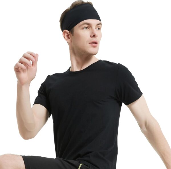 Running Headbands for Men（4 or 6 Pack, Mens Stretchy Headband for Football,Cycling,Basketball,Yoga,Fitness Workout Unisex Quick-Dry Sweatband - Image 7