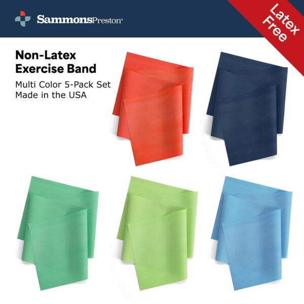 Sammons Preston Resistance Bands for Working Out, Non-Latex Exercise Bands, Resistance Bands for Physical Therapy, Improve Strength & Flexibility, Stretch & Tone Major Muscles, 5pk - Image 12