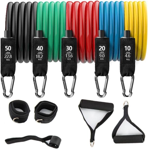 Resistance Bands Set,Workout Bands,Exercise Bands for Muscle Training,Butt & Hip Exercises,Physical Therapy,Latex Material with Door Anchor,Handles,Legs Ankle Straps Home Workouts