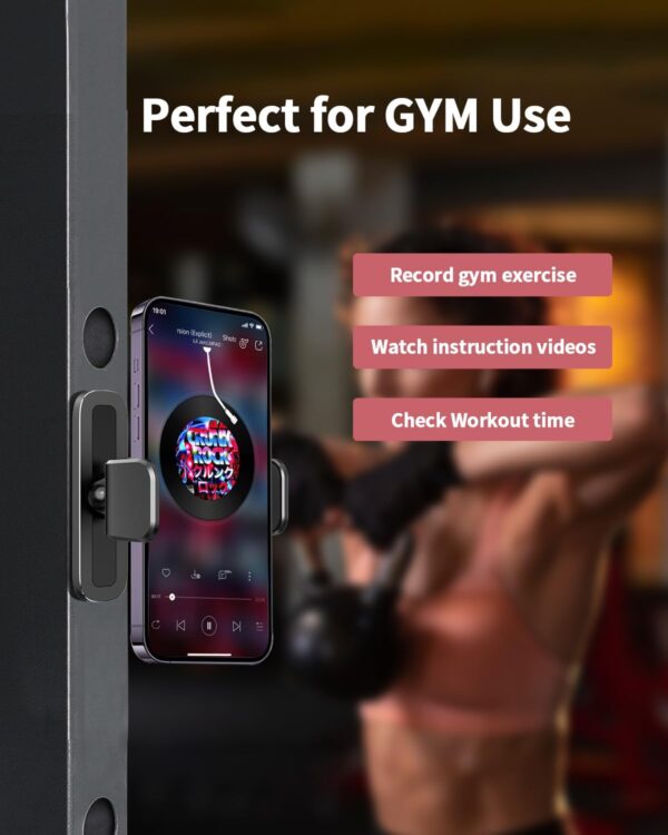 APPS2Car Gym Magnetic Phone Holder, 360 Adjustable, Compatible with 4.7-6.5" Smartphones, Alloy Base and Joint, Black - Image 4