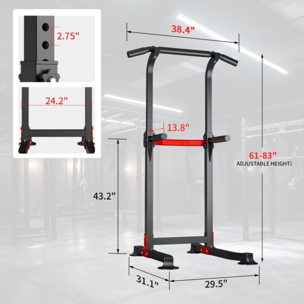 Wesfital Pull Up Bar Dip Bar Power Tower Workout Dip Station Height Adjustable Free Standing Chin Up Bar Home Gym Equipment 330LBS Weight Capacity - Image 2