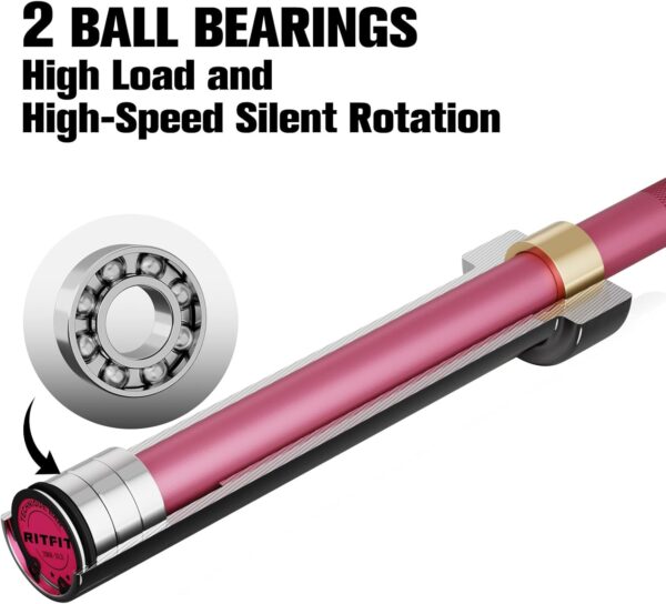 RITFIT 4ft/4.8ft/6ft Olympic Barbell for Strength and Weightlifting Training - 2 Inch Olympic Bar for Squat, Deadlift, Curl, Bench Press, Overhead Press - 350lbs/500lbs Capacity with Weight Plates - Image 7