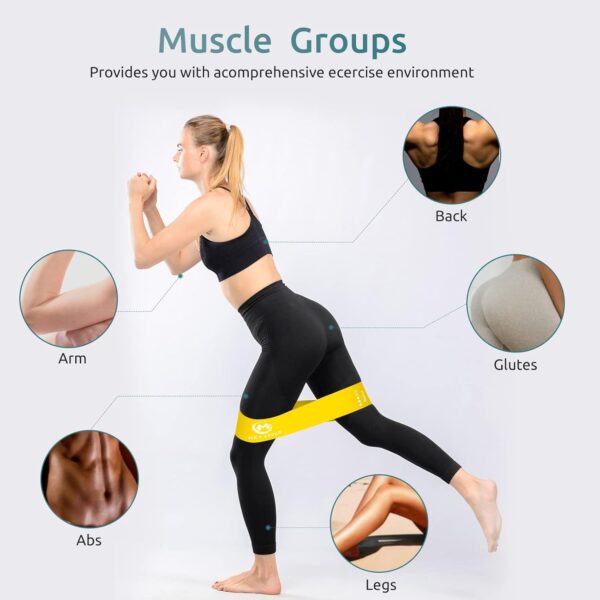Exercise Bands Resistance Bands for Working Out Set 5 for Yoga Pilates,Elastic Workout Bands Fitness Bands Resistance Natural Latex with Exercise Instructions E Carry Bag - Image 4