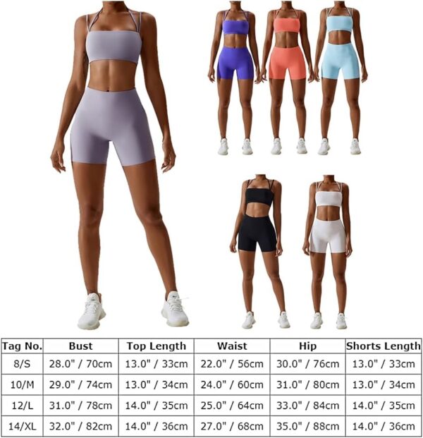 ABOCIW Workout Sets for Women 2 Piece Twist Front Halter Sports Bras High Waist Booty Shorts Exercise Gym Yoga Outfit - Image 6