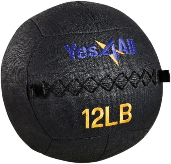 Yes4All Wall Ball, Soft Leather Weighted Medicine Ball, Sand Iron Med Ball for Dynamic Multifunctional Exercise, 6lbs - 30lbs