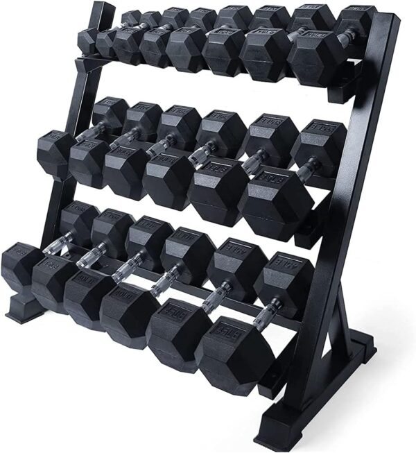 RITFIT 300/350/450/200/210 LB Rubber Hex Dumbbells Set with Optional Dumbbell Rack, Multi Weight Set to Choose, Ideal for Home Gym and Fitness