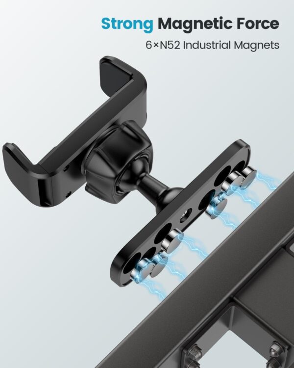 APPS2Car Gym Magnetic Phone Holder, 360 Adjustable, Compatible with 4.7-6.5" Smartphones, Alloy Base and Joint, Black - Image 3
