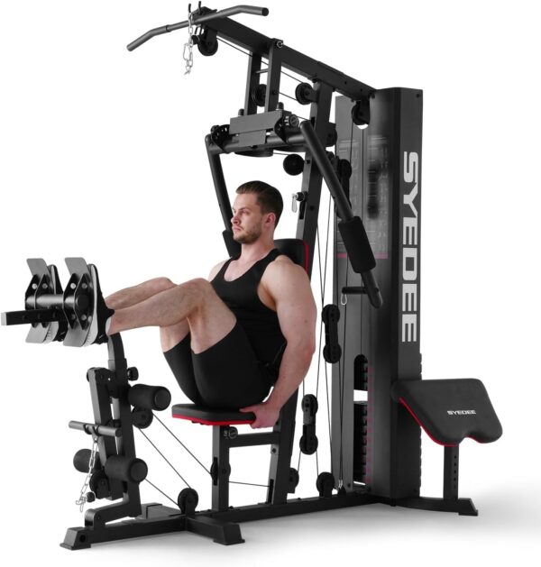 Mikolo Home Gym, Workout Station with 150LBS Weight Stack, Multifunctional Home Gym Equipment with Pulley System for Full Body Strength Training