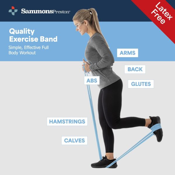 Sammons Preston Resistance Bands for Working Out, Non-Latex Exercise Bands, Resistance Bands for Physical Therapy, Improve Strength & Flexibility, Stretch & Tone Major Muscles, 5pk - Image 9