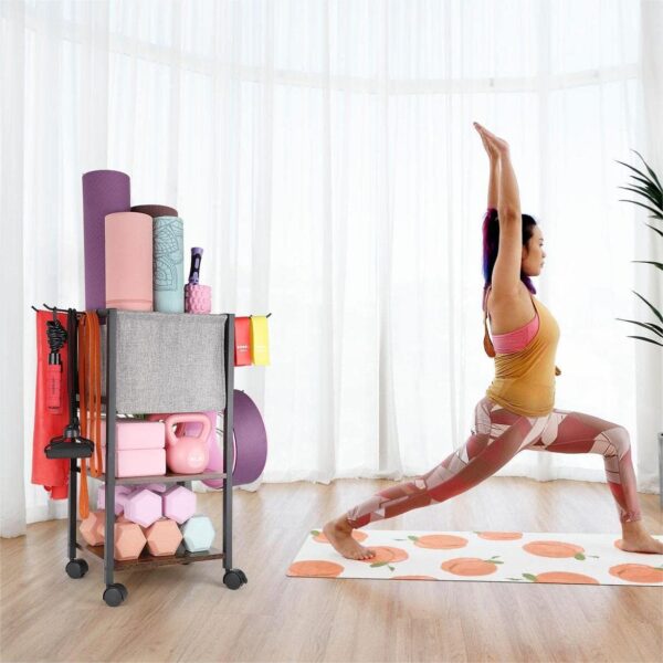 Yoga Mat Storage Rack Home Gym Equipment Workout Equipment Organizer Yoga Mat Holder for Dumbbell,Kettlebell and More Gym Accessories Gym Essentials Women Men Fitness Exercise Equipment Organization - Image 6