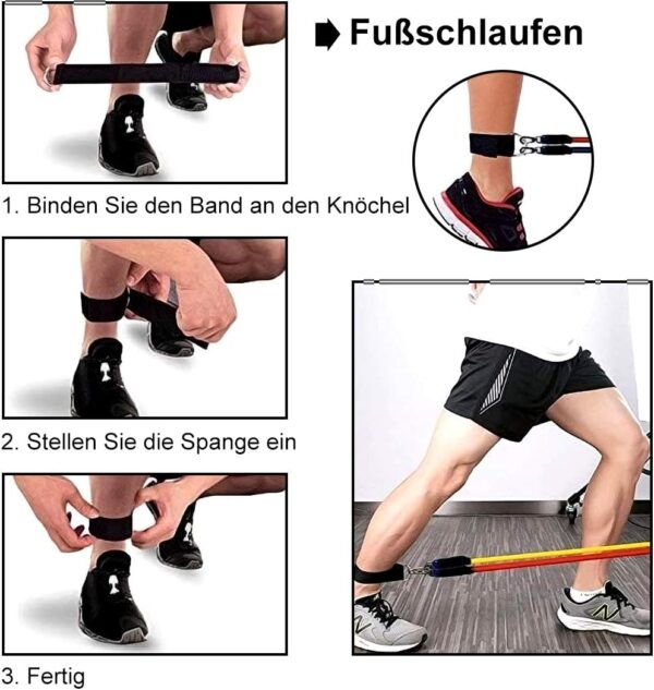 Resistance Bands Set Workout Bands with 5 Stackable Exercise Bands, 5 Resistance Loop Bands, 2 Core Sliders, Door Anchor, Ankle Straps, Jump Rope,Hand Grip Strengthener - Image 7