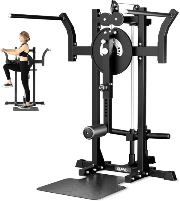 GMWD Multiple Hip Abductor Machine, Adjustable Standing Hip Abductor Adductor Machine with 9 Height Setting, 450lbs Capacity Plate Loaded Inner and Outer Thigh Machine for Home Gym