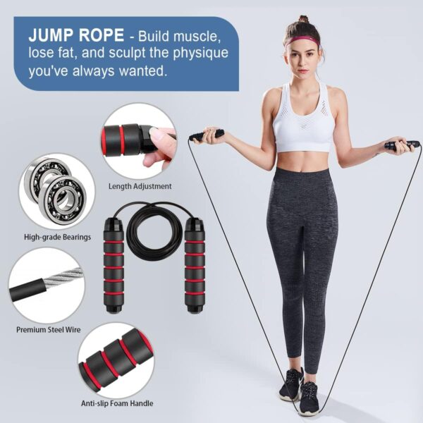 Ab Roller Wheel, 10-In-1 Ab Exercise Wheels Kit with Resistance Bands, Knee Mat, Jump Rope, Push-Up Bar - Home Gym Equipment for Men Women Core Strength & Abdominal Exercise - Image 7